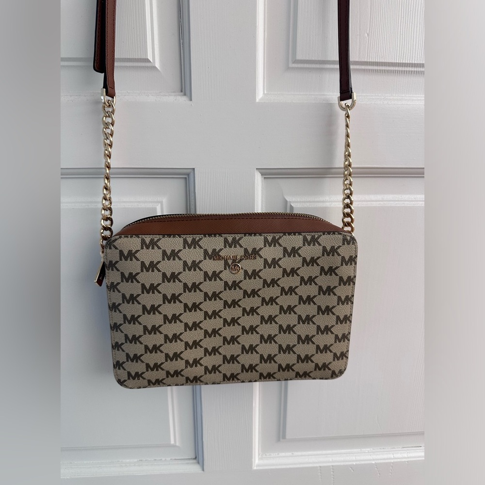 Michael Kors tan and brown crossbody